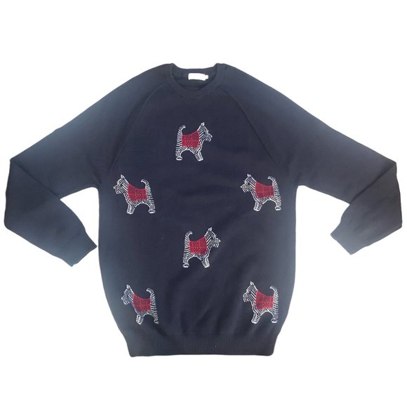 COTTON TRADERS English Terrier Coogi Style CREW NECK Sweater! - Picture 3 of 6